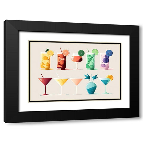 Mid Century Cocktails And Drinks 2 Black Modern Wood Framed Art Print with Double Matting by Heere, Ray