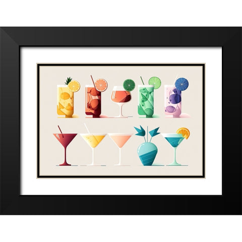 Mid Century Cocktails And Drinks 2 Black Modern Wood Framed Art Print with Double Matting by Heere, Ray