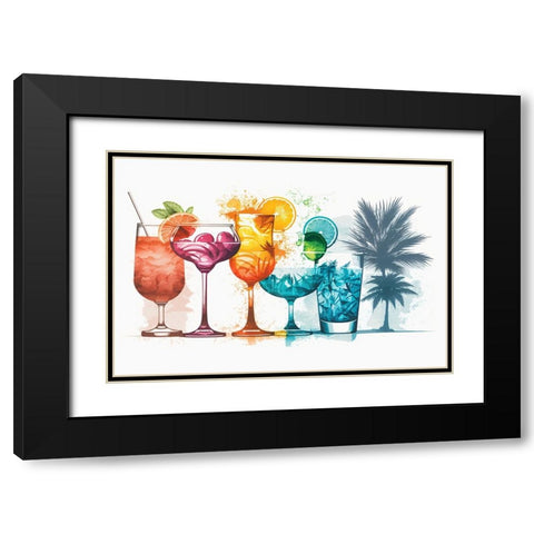 Mid Century Cocktails And Drinks 4 Black Modern Wood Framed Art Print with Double Matting by Heere, Ray