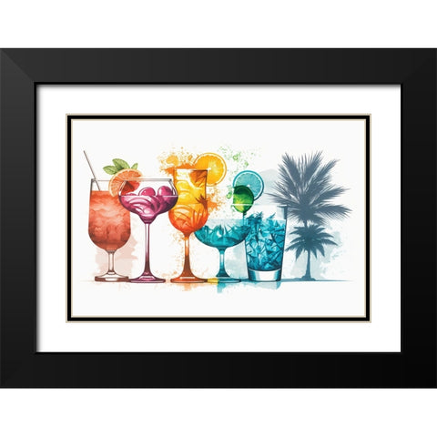 Mid Century Cocktails And Drinks 4 Black Modern Wood Framed Art Print with Double Matting by Heere, Ray