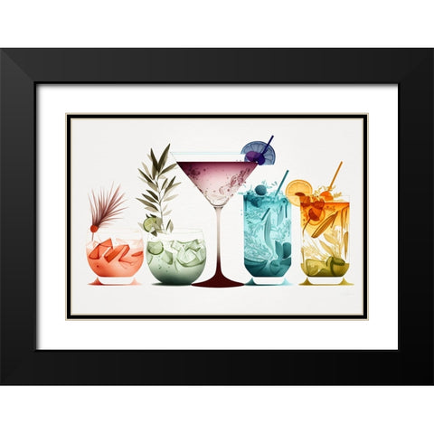 Mid Century Cocktails And Drinks 6 Black Modern Wood Framed Art Print with Double Matting by Heere, Ray