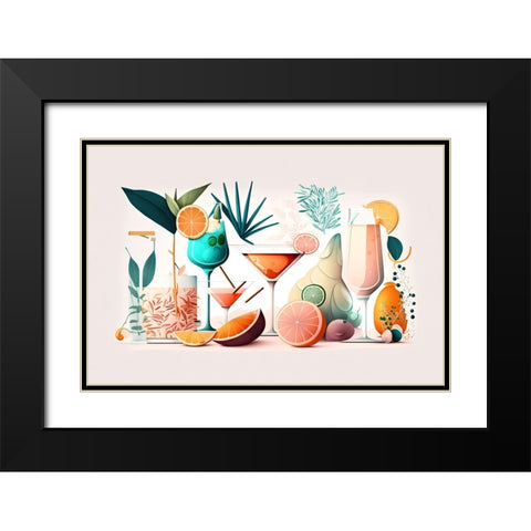 Mid Century Cocktails And Drinks 7 Black Modern Wood Framed Art Print with Double Matting by Heere, Ray