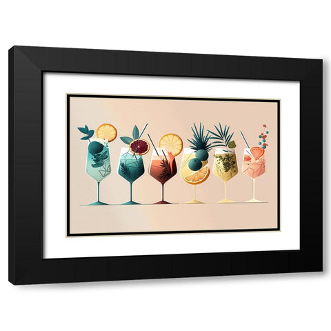 Mid Century Cocktails And Drinks 8 Black Modern Wood Framed Art Print with Double Matting by Heere, Ray