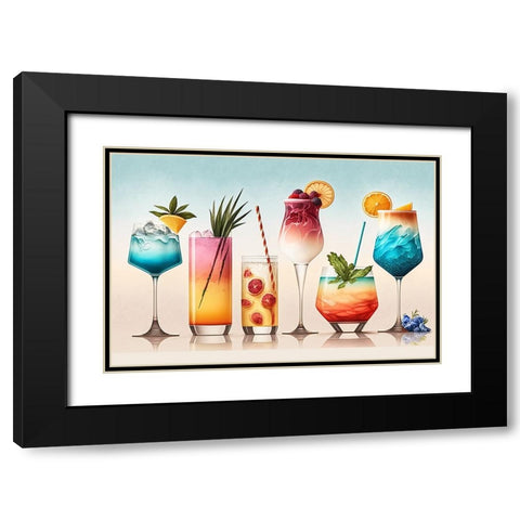 Mid Century Cocktails And Drinks 9 Black Modern Wood Framed Art Print with Double Matting by Heere, Ray