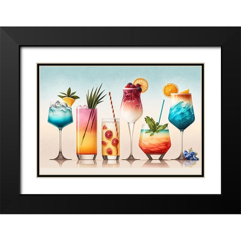 Mid Century Cocktails And Drinks 9 Black Modern Wood Framed Art Print with Double Matting by Heere, Ray