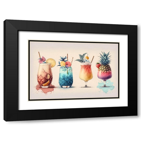 Mid Century Cocktails And Drinks 10 Black Modern Wood Framed Art Print with Double Matting by Heere, Ray