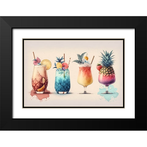 Mid Century Cocktails And Drinks 10 Black Modern Wood Framed Art Print with Double Matting by Heere, Ray