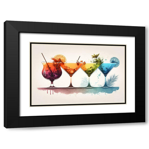 Mid Century Cocktails And Drinks 12 Black Modern Wood Framed Art Print with Double Matting by Heere, Ray