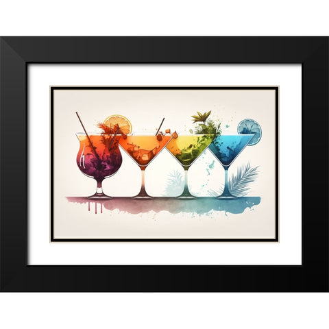 Mid Century Cocktails And Drinks 12 Black Modern Wood Framed Art Print with Double Matting by Heere, Ray