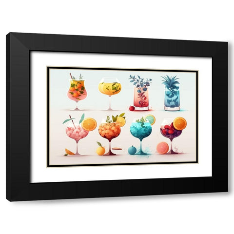 Mid Century Cocktails And Drinks 13 Black Modern Wood Framed Art Print with Double Matting by Heere, Ray