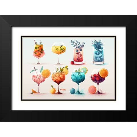 Mid Century Cocktails And Drinks 13 Black Modern Wood Framed Art Print with Double Matting by Heere, Ray