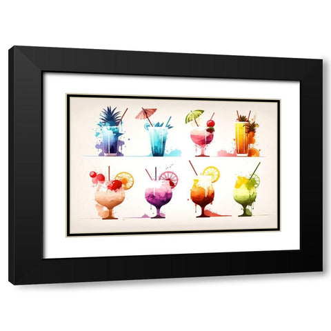 Mid Century Cocktails And Drinks 14 Black Modern Wood Framed Art Print with Double Matting by Heere, Ray