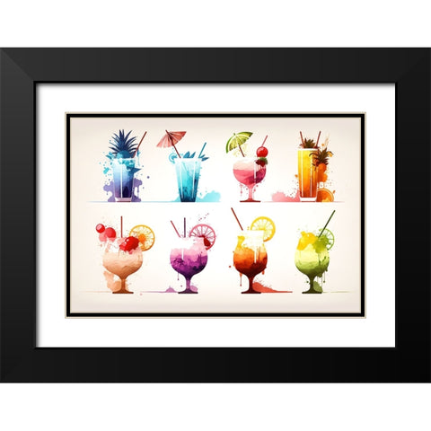 Mid Century Cocktails And Drinks 14 Black Modern Wood Framed Art Print with Double Matting by Heere, Ray