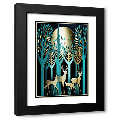 Mid Century Deer 19 Black Modern Wood Framed Art Print with Double Matting by Heere, Ray