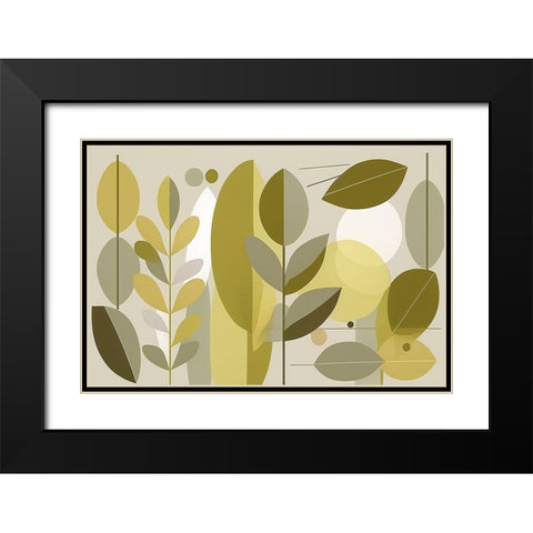 Mid Century Nature Green 4 Black Modern Wood Framed Art Print with Double Matting by Heere, Ray