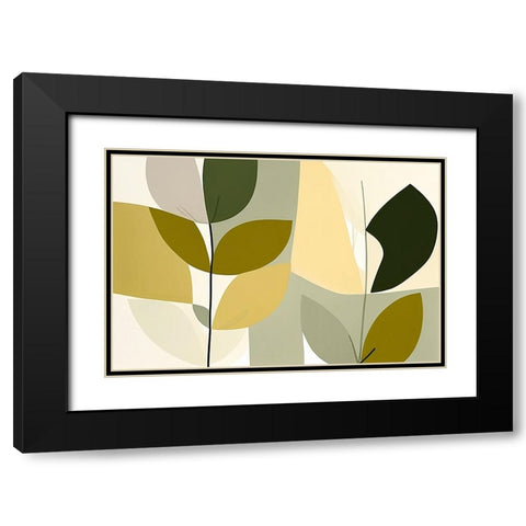 Mid Century Nature Green 9 Black Modern Wood Framed Art Print with Double Matting by Heere, Ray