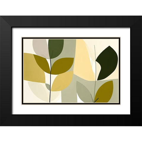 Mid Century Nature Green 9 Black Modern Wood Framed Art Print with Double Matting by Heere, Ray