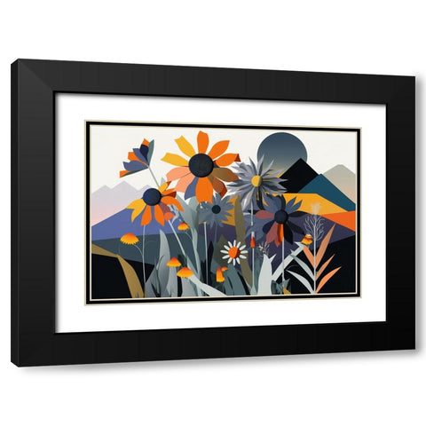 Mid Century Wildflowers 1 Black Modern Wood Framed Art Print with Double Matting by Heere, Ray