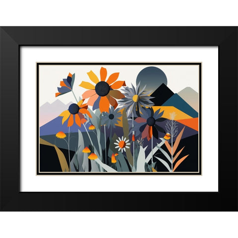 Mid Century Wildflowers 1 Black Modern Wood Framed Art Print with Double Matting by Heere, Ray