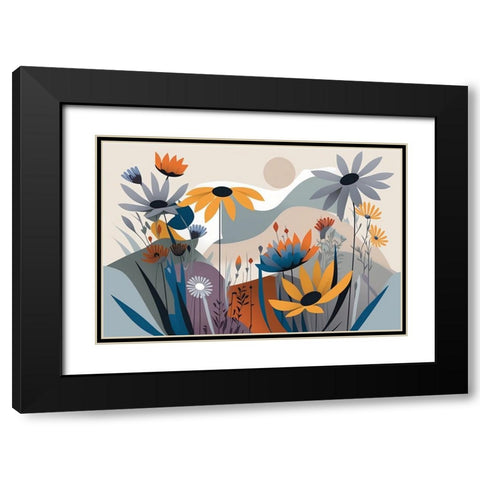 Mid Century Wildflowers 3 Black Modern Wood Framed Art Print with Double Matting by Heere, Ray