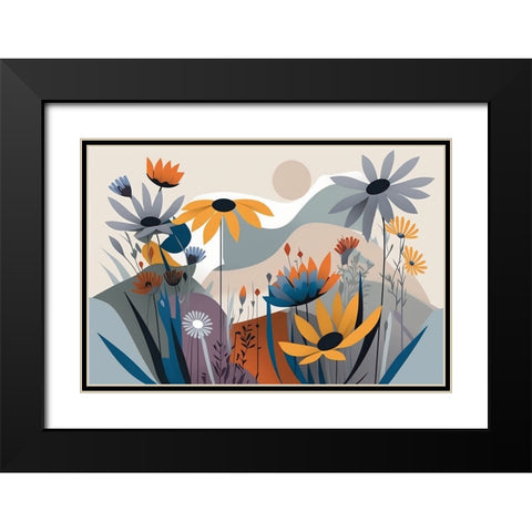 Mid Century Wildflowers 3 Black Modern Wood Framed Art Print with Double Matting by Heere, Ray