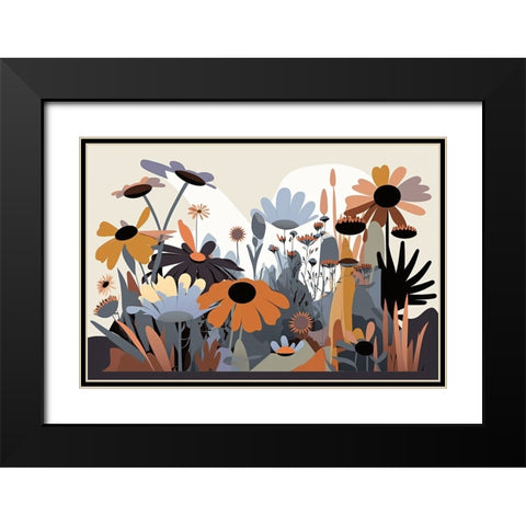 Mid Century Wildflowers 4 Black Modern Wood Framed Art Print with Double Matting by Heere, Ray