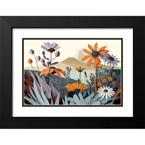 Mid Century Wildflowers 7 Black Modern Wood Framed Art Print with Double Matting by Heere, Ray