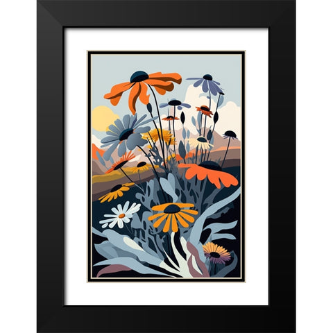 Mid Century Wildflowers 14 Black Modern Wood Framed Art Print with Double Matting by Heere, Ray