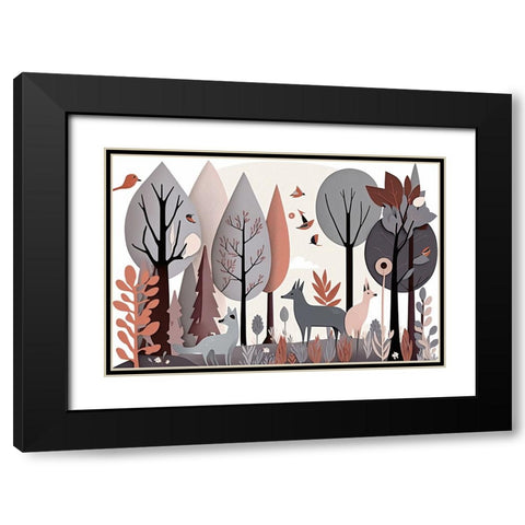 Mid Century Woodland 5 Black Modern Wood Framed Art Print with Double Matting by Heere, Ray