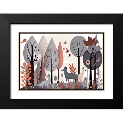 Mid Century Woodland 5 Black Modern Wood Framed Art Print with Double Matting by Heere, Ray