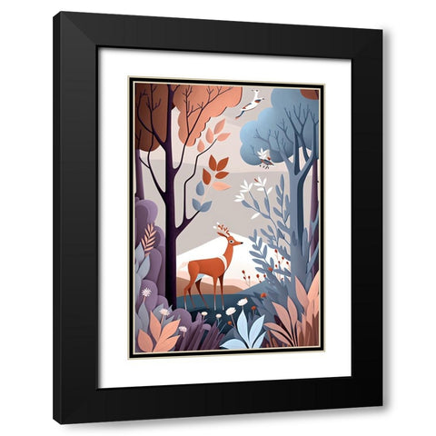 Mid Century Woodland 19 Black Modern Wood Framed Art Print with Double Matting by Heere, Ray