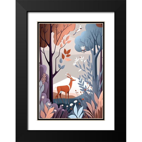 Mid Century Woodland 19 Black Modern Wood Framed Art Print with Double Matting by Heere, Ray
