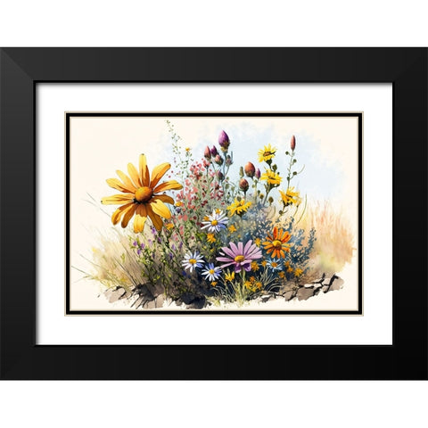 Watercolor Wildflowers 4 Black Modern Wood Framed Art Print with Double Matting by Heere, Ray