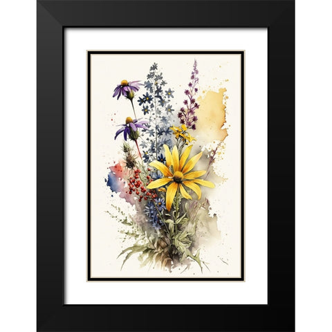 Watercolor Wildflowers 20 Black Modern Wood Framed Art Print with Double Matting by Heere, Ray