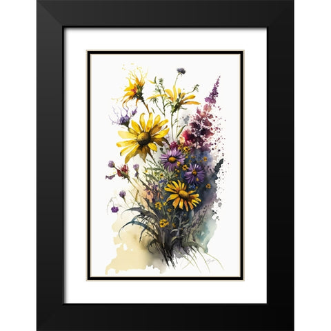 Watercolor Wildflowers 22 Black Modern Wood Framed Art Print with Double Matting by Heere, Ray