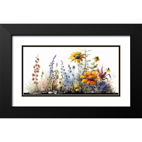 Watercolor Wildflowers 28 Black Modern Wood Framed Art Print with Double Matting by Heere, Ray