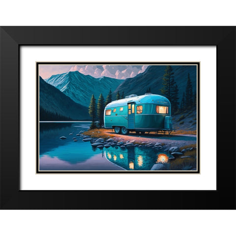Camper On The Lake 3 Black Modern Wood Framed Art Print with Double Matting by Heere, Ray