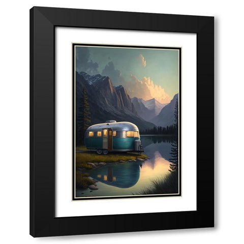 Camper On The Lake 6 Black Modern Wood Framed Art Print with Double Matting by Heere, Ray