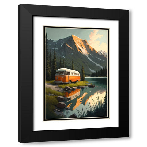 Camper On The Lake 7 Black Modern Wood Framed Art Print with Double Matting by Heere, Ray
