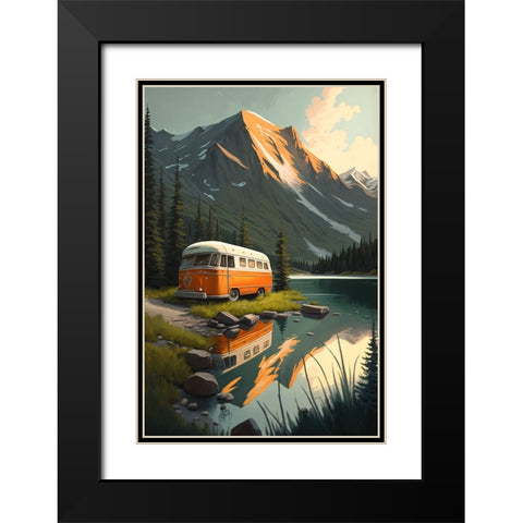 Camper On The Lake 7 Black Modern Wood Framed Art Print with Double Matting by Heere, Ray