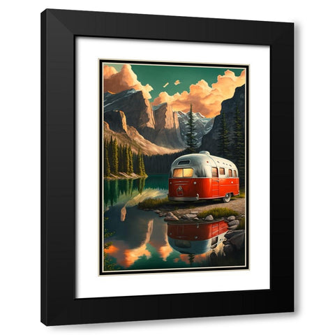 Camper On The Lake 8 Black Modern Wood Framed Art Print with Double Matting by Heere, Ray