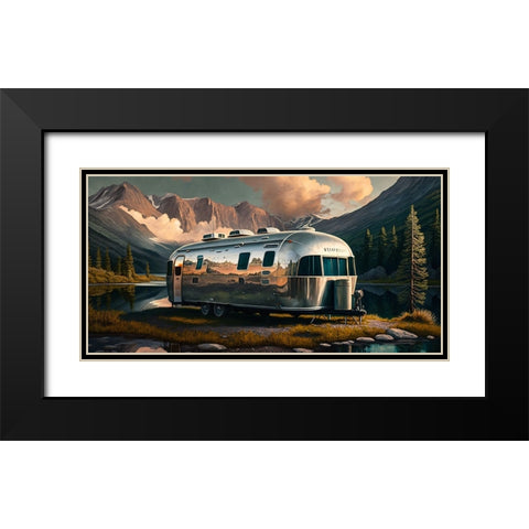 Camper On The Lake 9 Black Modern Wood Framed Art Print with Double Matting by Heere, Ray