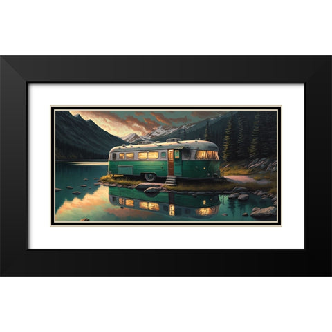 Camper On The Lake 10 Black Modern Wood Framed Art Print with Double Matting by Heere, Ray