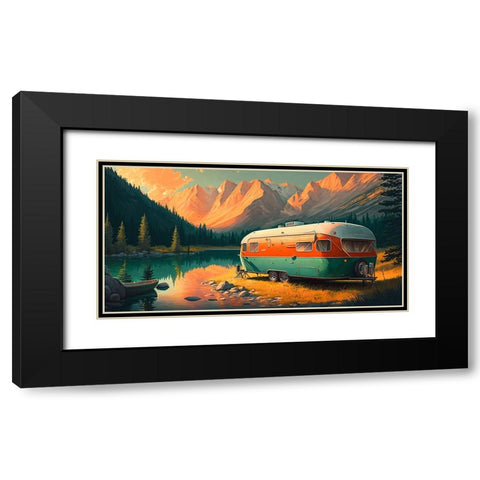 Camper On The Lake 11 Black Modern Wood Framed Art Print with Double Matting by Heere, Ray