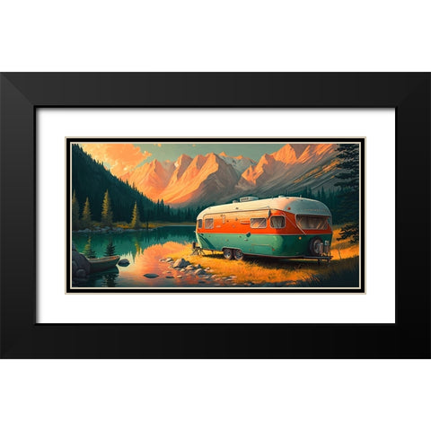 Camper On The Lake 11 Black Modern Wood Framed Art Print with Double Matting by Heere, Ray