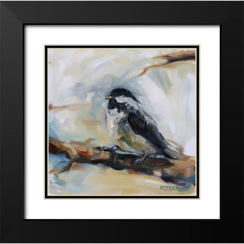 Chickadee 1 Black Modern Wood Framed Art Print with Double Matting by Gould, Renee