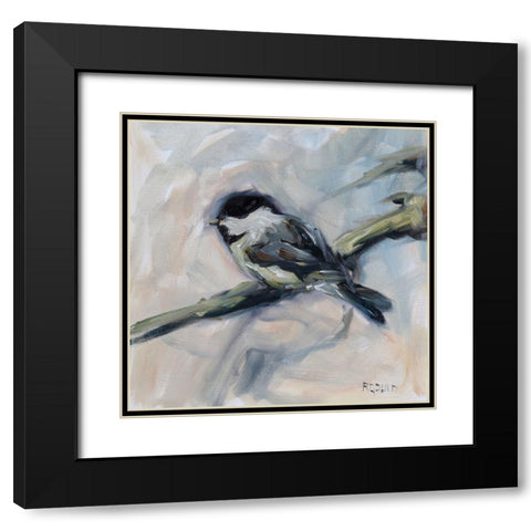 Chickadee 2 Black Modern Wood Framed Art Print with Double Matting by Gould, Renee
