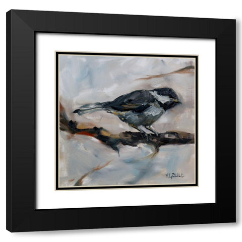 Chickadee 3 Black Modern Wood Framed Art Print with Double Matting by Gould, Renee