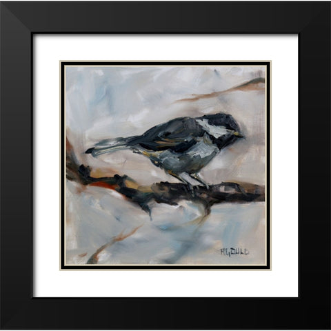 Chickadee 3 Black Modern Wood Framed Art Print with Double Matting by Gould, Renee
