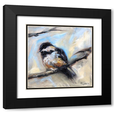 Chickadee 5 Black Modern Wood Framed Art Print with Double Matting by Gould, Renee
